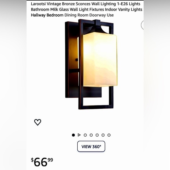 INDOOR WALL SCONCE BRONZE FINISH WITH MILKGLASS - Picture 12 of 15